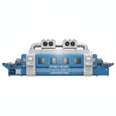 SYKM-H-924RC Alimentador de plomo servoimpulsado Impresora flexográfica Ranuradora Troqueladora 900x2400 mm Refrigeración de CA industrial